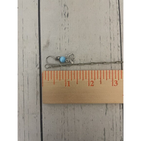 Artisan Blue Bead And Silver Tone Earring and 16" Necklace Set Southwest Boho - Picture 6 of 8